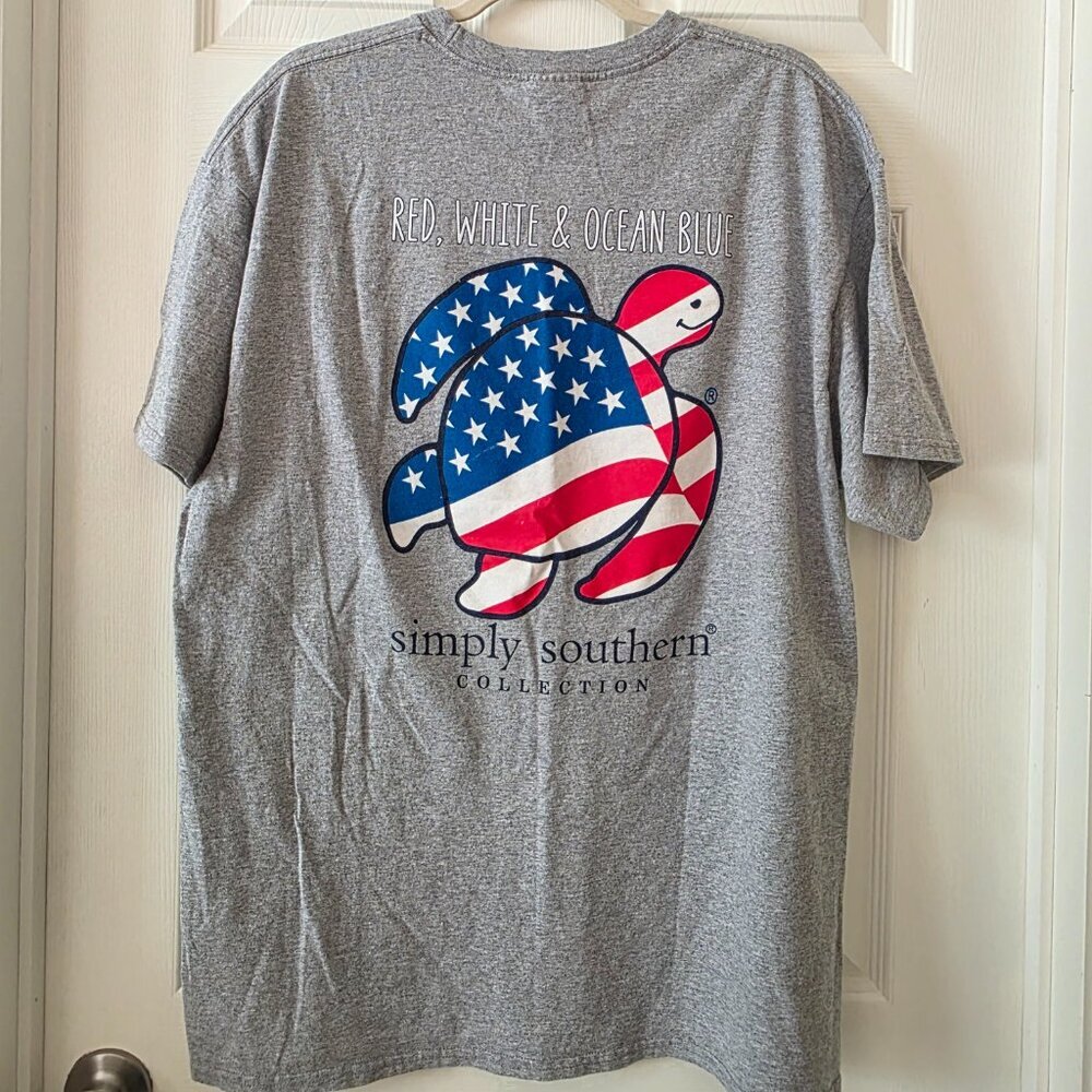 Simply Southern "Red, White, and Ocean Blue" Turtle Women's Tshirt size XL